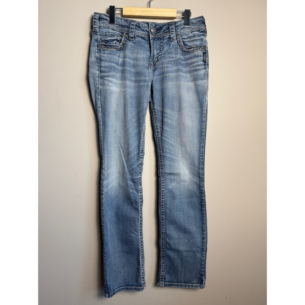Silver Jeans Co Suki Mid Baby Boot Jeans Blue 29 Y2K Western Boho Chic Cowgirl
